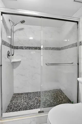 a bathroom with a shower