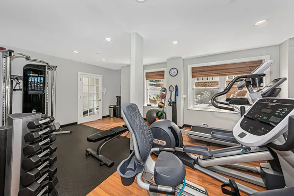 a view of roof deck with patio
