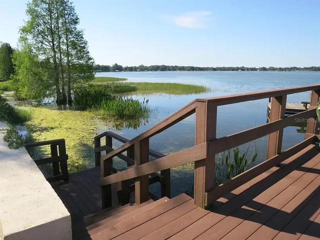 a view of a balcony with lake view