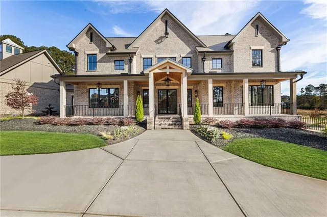 a view of a porch with a garden