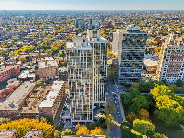 an aerial view of a city