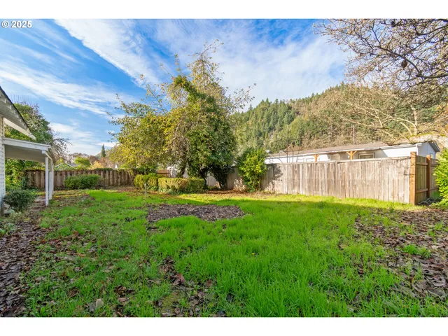 a view of a house with a backyard