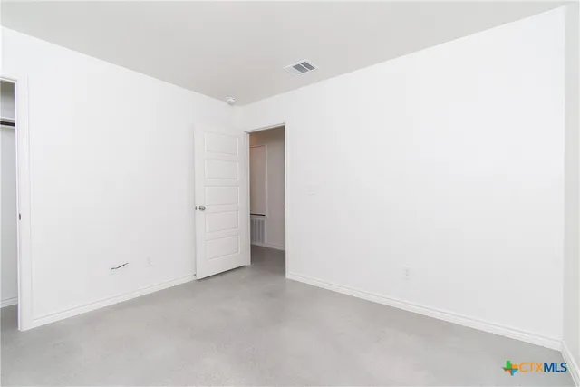 a view of a small space with a window