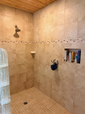 a view of a large yard with lots of bushes