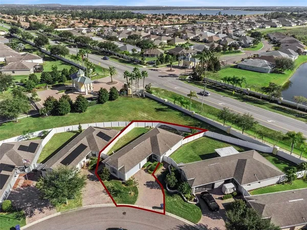 an aerial view of a house