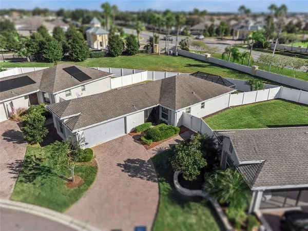 an aerial view of a house
