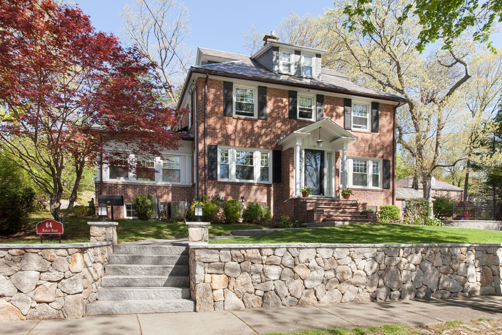 64 Bonad Road Newton, MA 02465 - Photo 1 of 16 a front view of a house with a yard