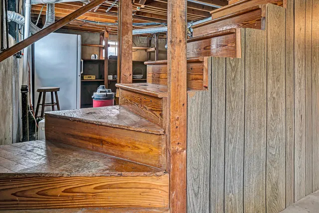 a view of a refrigerator in a room