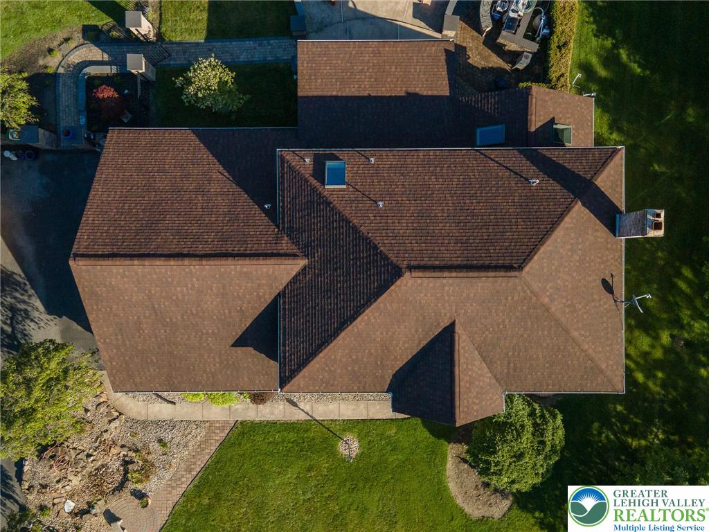 2170 Clearview Road Coplay, PA 18037 - Photo 74 of 75 An aerial perspective reveals the home's impressive roofline and surrounding landscaping.