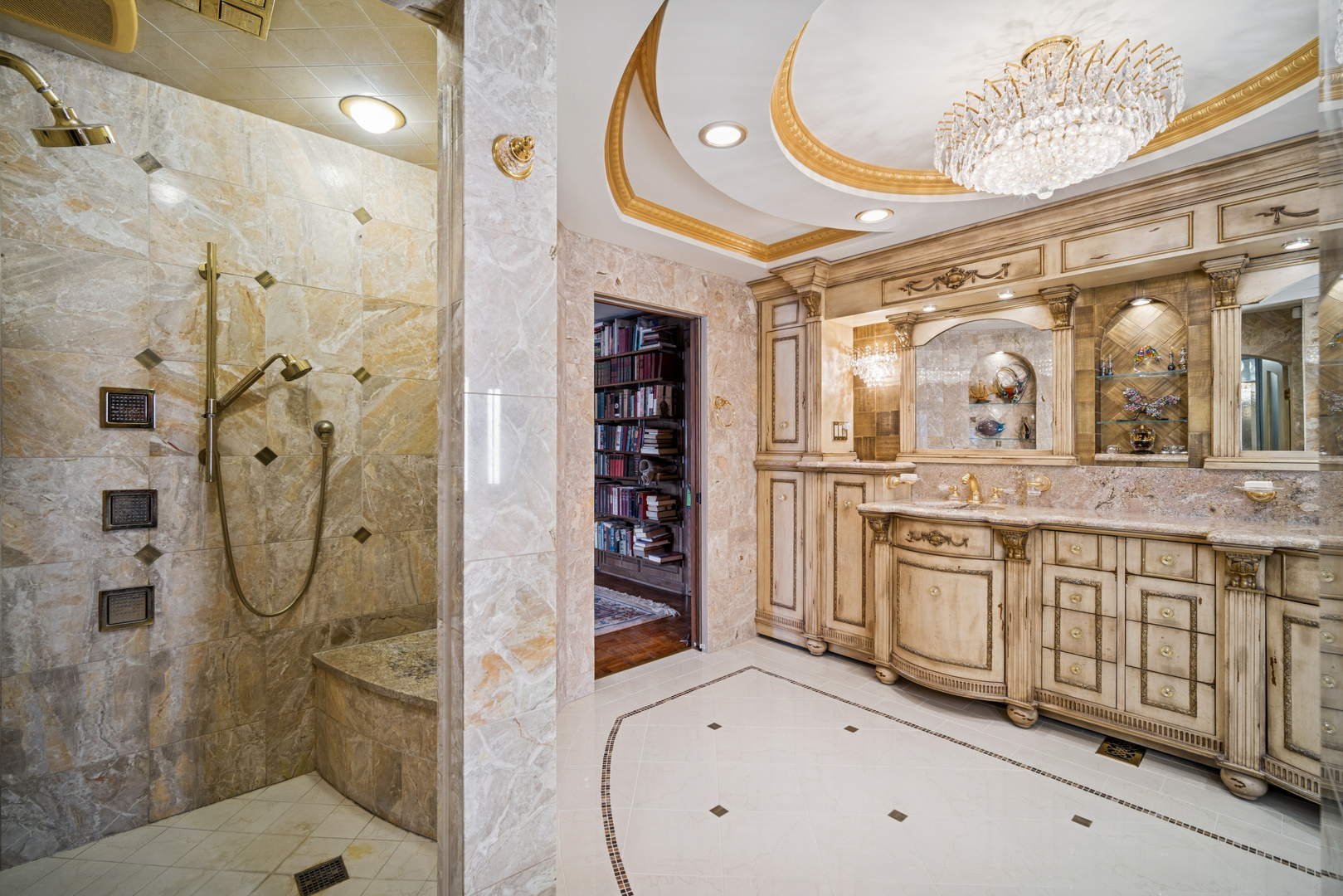 990 Heather Road Deerfield, IL 60015 - Photo 19 of 28 a bathroom with a double vanity sink mirror and shower