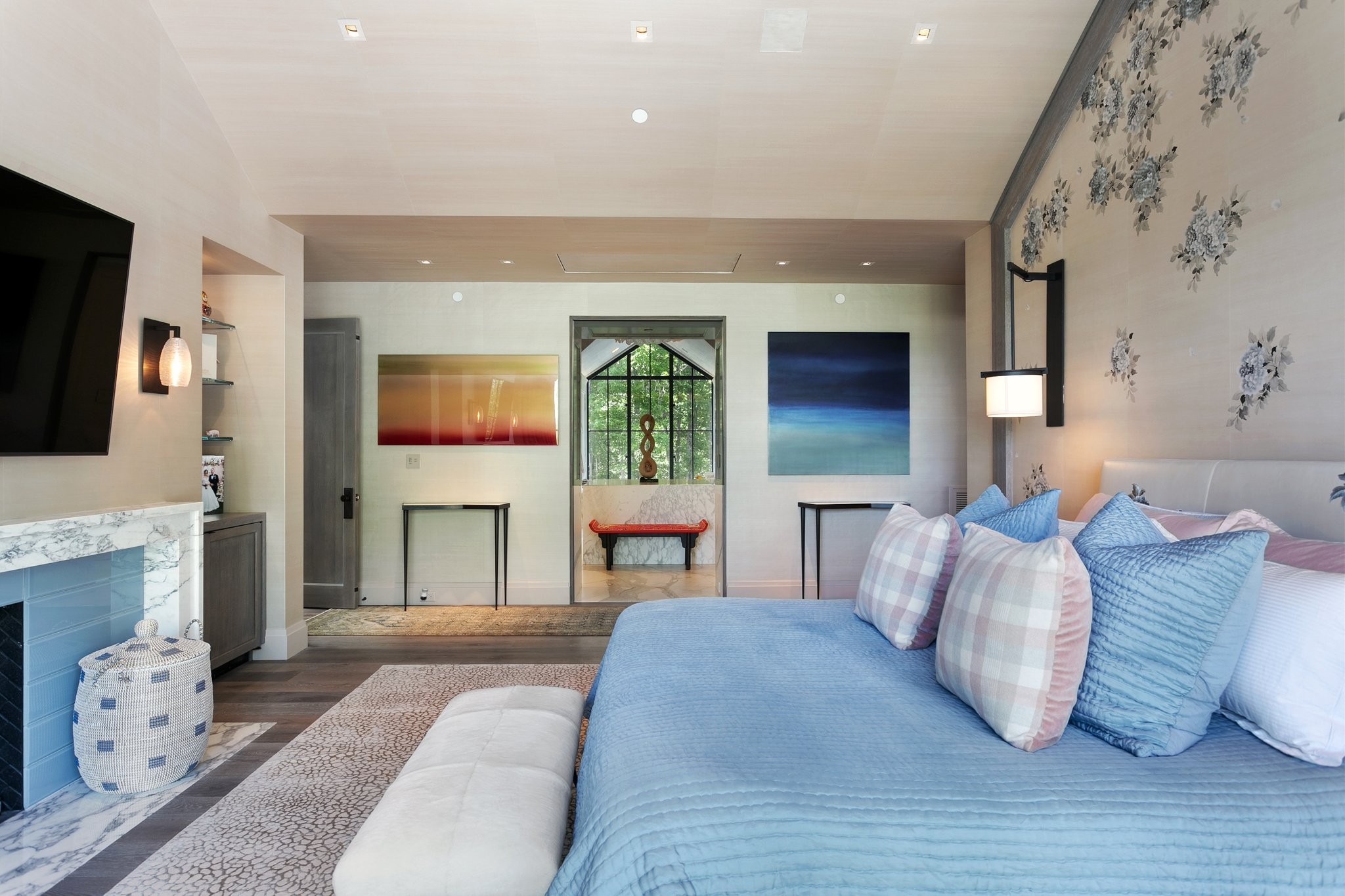 5845 Old 96 Franklin, TN 37064 - Photo 39 of 70 a spacious bedroom with a bed and a fireplace