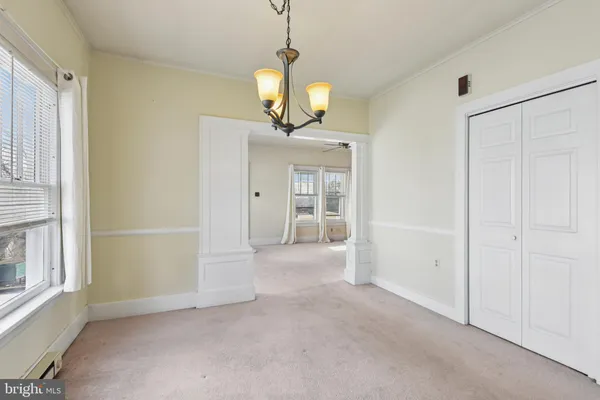 a view of a livingroom with a chandelier