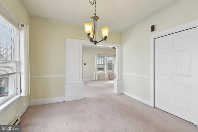 a view of a livingroom with a chandelier