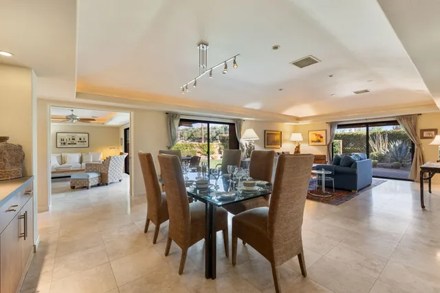 a view of a dining area with furniture
