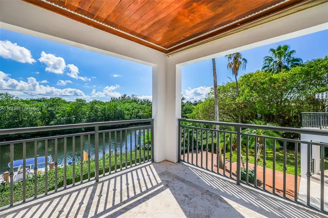 a view of a balcony with lake view