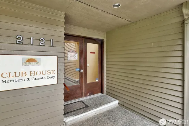 a view of a door and an umbrella