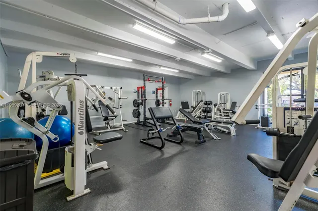 a view of a room with gym equipment