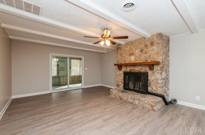 1180 David Giles Lane Blairs, VA 24527 - Photo 11 of 34 wooden floor fireplace and windows in an empty room