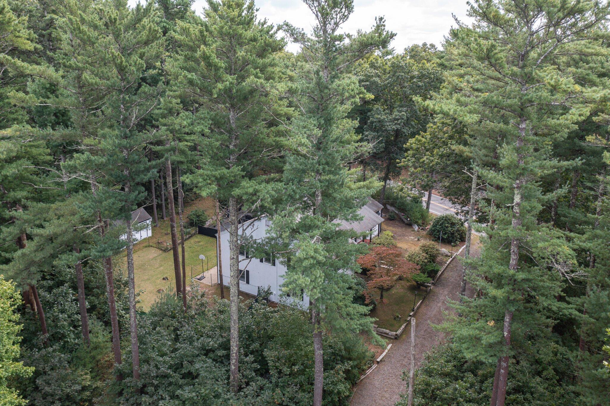 28 Brook Street Plympton, MA 02367 - Photo 5 of 57 an aerial view of residential house with outdoor space and trees all around