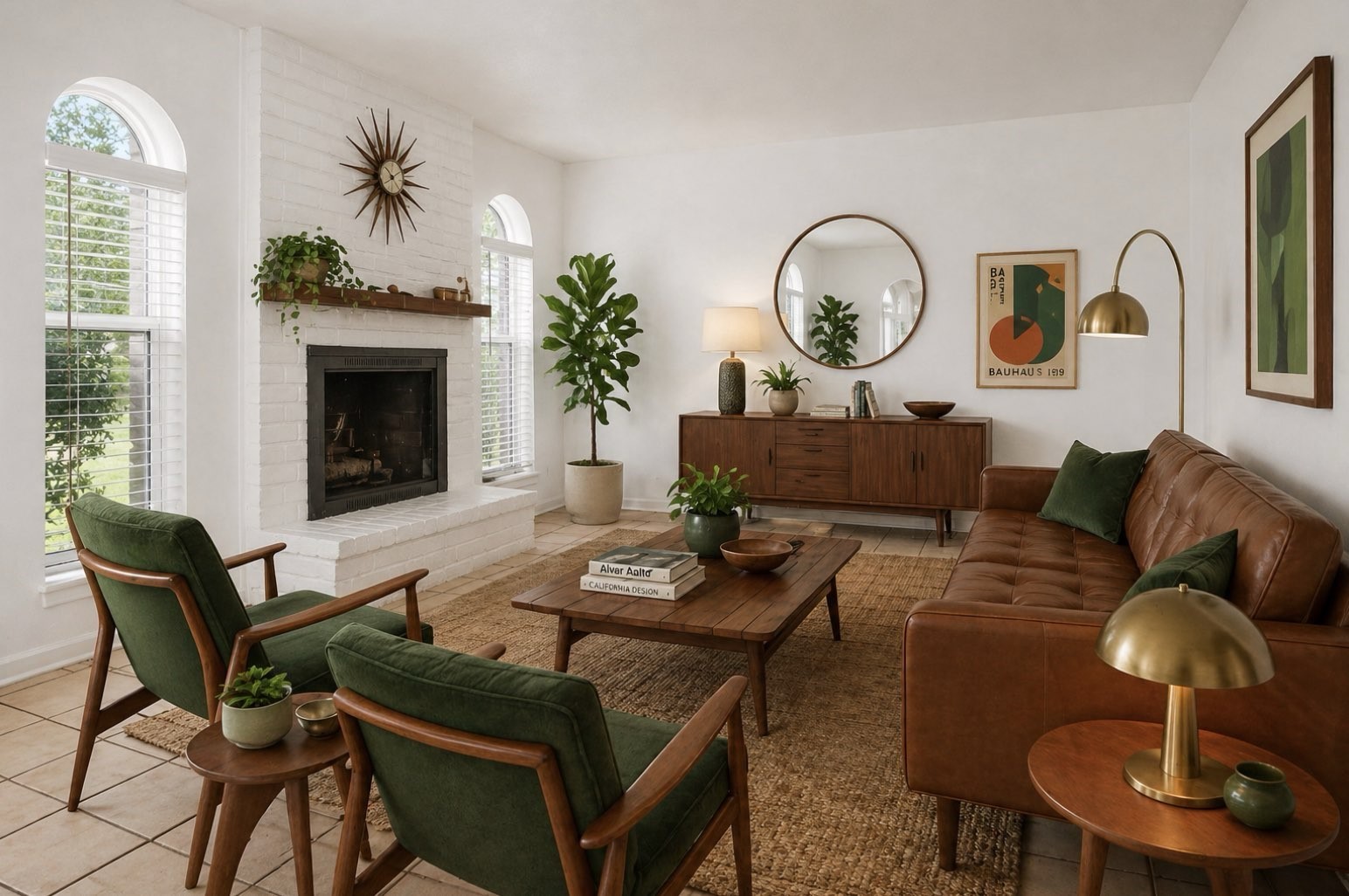 9541 Clanton Street Houston, TX 77080 - Photo 5 of 44 a living room with furniture a fireplace and a potted plant