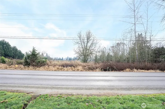 a view of a yard and street view