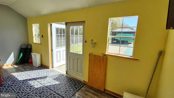 a view of a park with swings