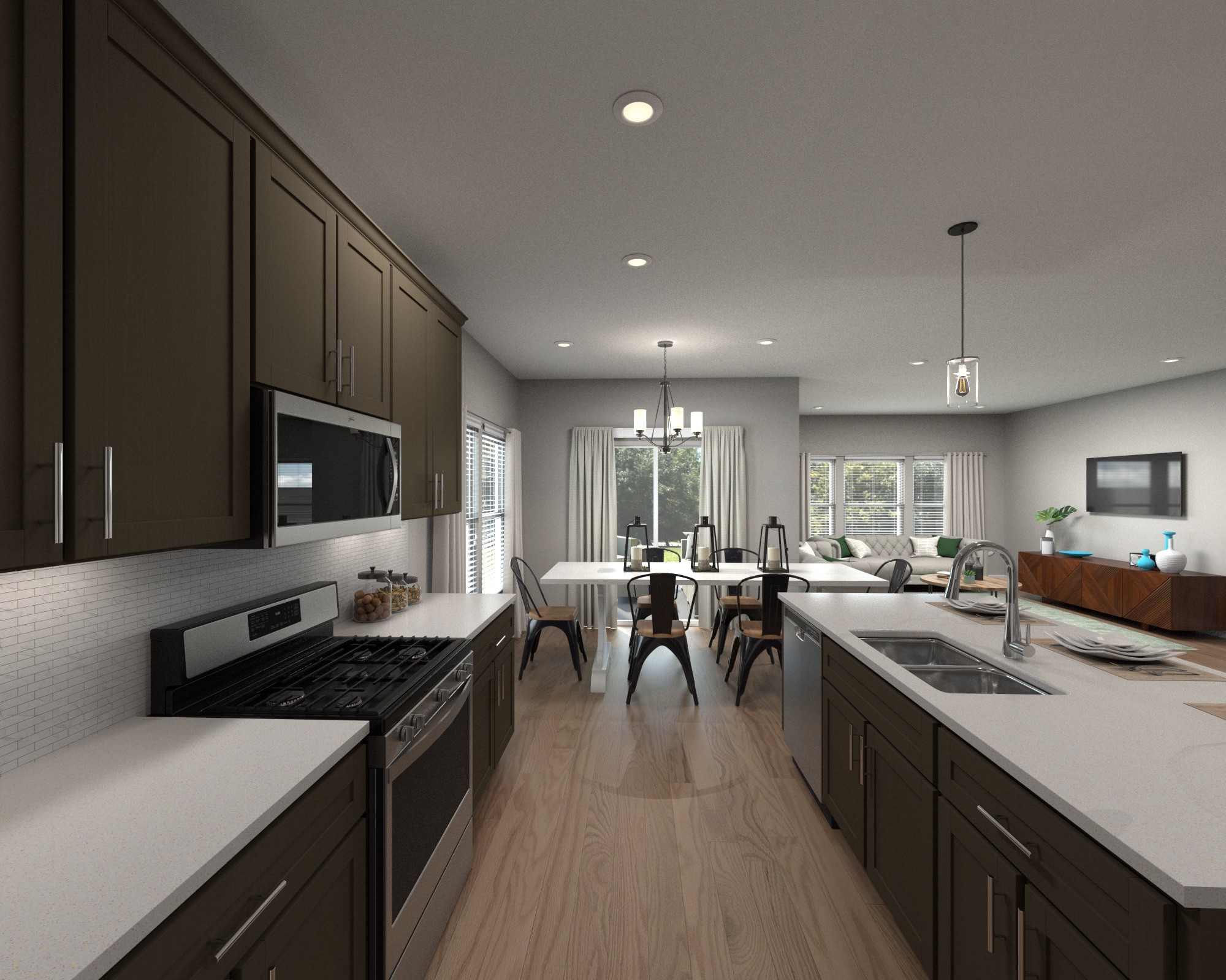 7457 Blue Gable Road Hermitage, TN 37076 - Photo 9 of 17 a kitchen with lots of counter top space a sink appliances and living room view