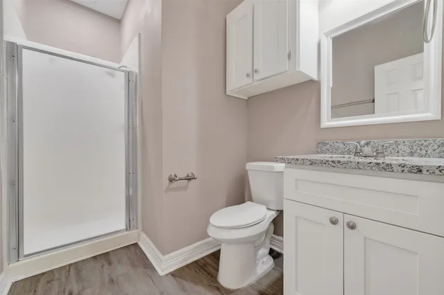 a bathroom with a sink toilet and vanity