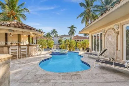 a view of a kitchen with a window