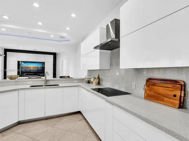 a room with a dresser in it