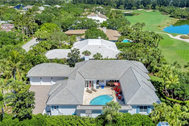 an aerial view of a house