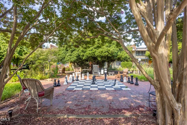 a view of a yard with a house