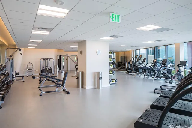 a view of a room with gym equipment