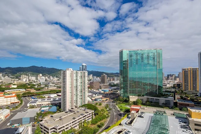 a view of city from balcony