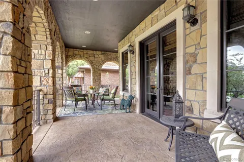 a view of a lobby with furniture and floor to ceiling window