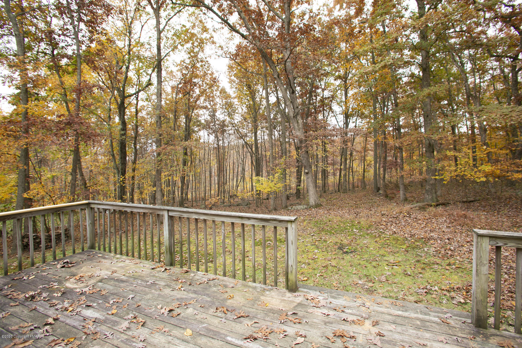 360 Timber Hill Road Henryville, PA 18332 - Photo 8 of 37 a view of backyard with wooden fence and large trees