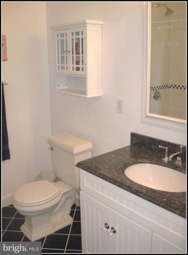Upgraded upper level hall bath with tub