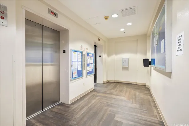 a front view of a multi story building