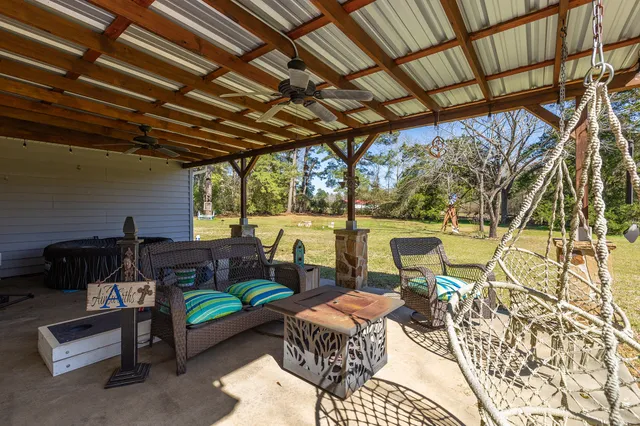 a outdoor living space with furniture