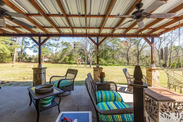 a view of outdoor space with seating area