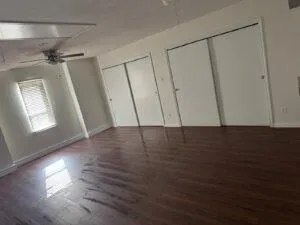 a bathroom with a bathtub