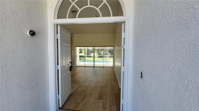 a view of wooden door