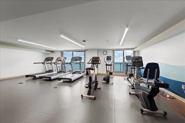 a view of a room with gym equipment