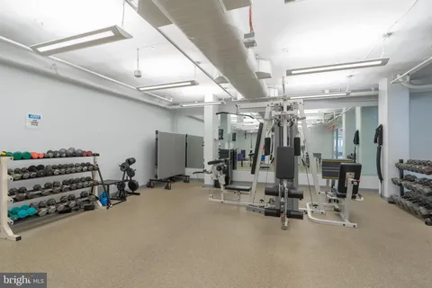 a view of a room with gym equipment