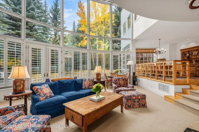 a living room with furniture fireplace and flat screen tv