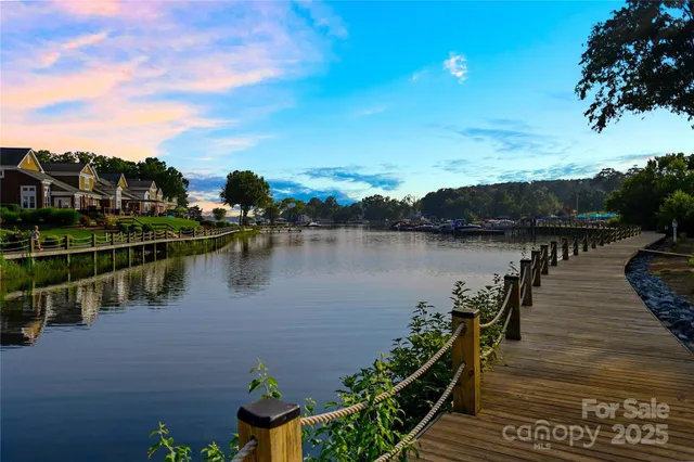 a view of a lake with a outdoor space