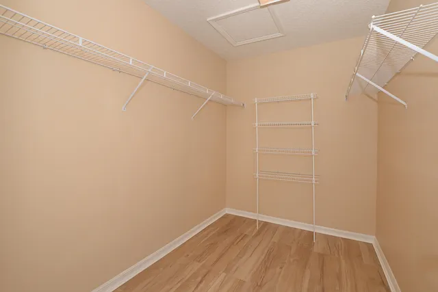 a view of an empty walk in closet