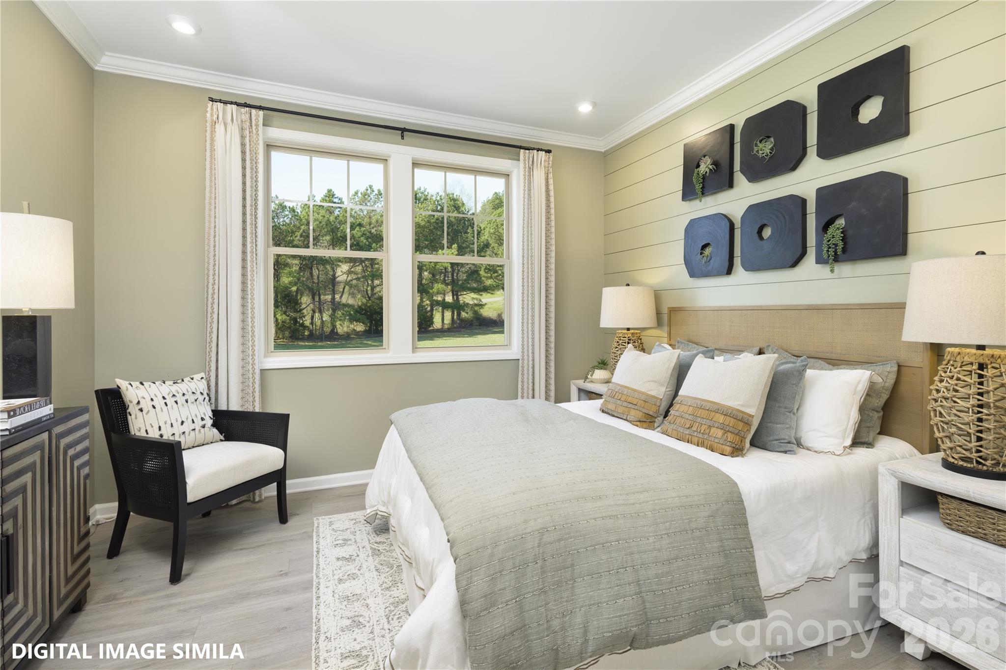 9969 Cask Way Huntersville, NC 28078 - Photo 21 of 36 a bedroom with a bed and wooden floor