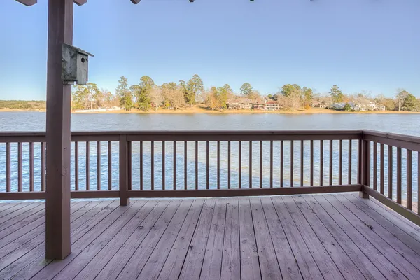 a view of wooden balcony