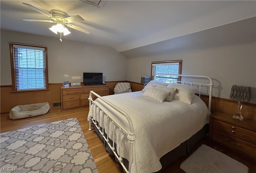 1748 Sunview Road Lyndhurst, OH 44124 - Photo 24 of 41 Master Bedroom with hardwood flooring, and ceiling fan. Pull down staircase to attic.